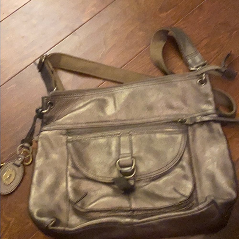 Gold Fossil leather bag boho